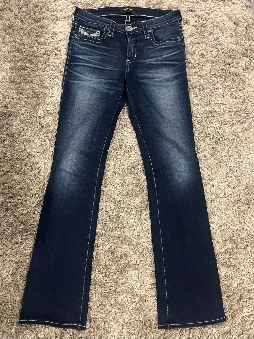 Big Star Indigo Flare Jeans with Faded Whiskering